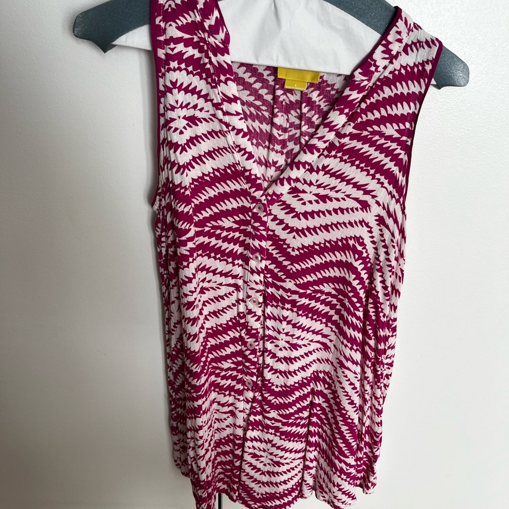 Maeve Pink and White Graphic Blouse